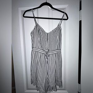 Grey and White Striped American Eagle Romper